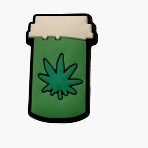 Cannabis Shoe Charm To Go Drink Green Weed Leaf Jar1 Inch Weed Themed Accessory